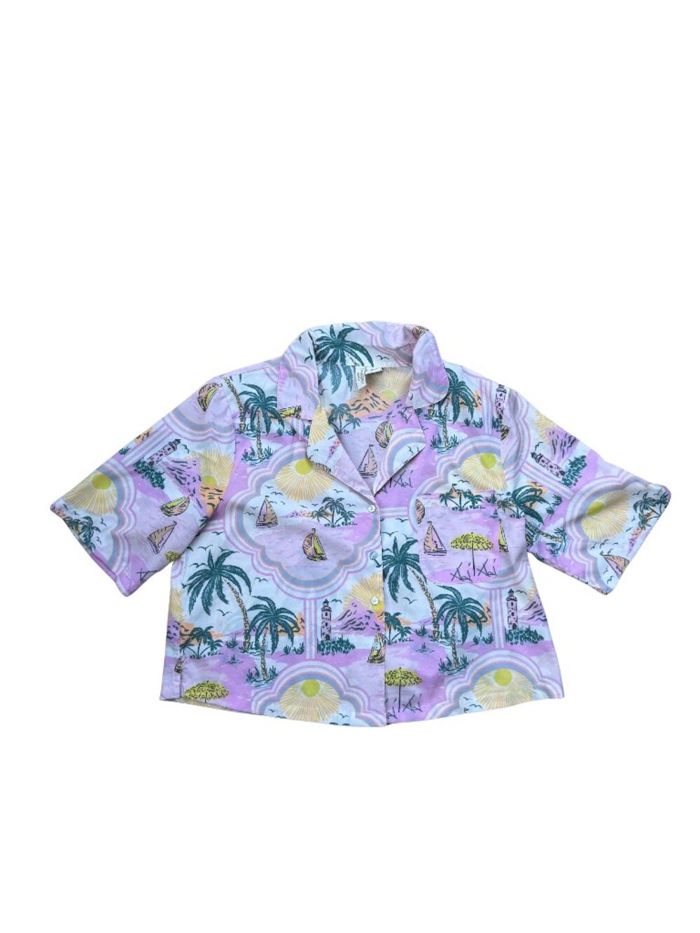 Cynthia Rowley Sleepwear Tropical Themed Shortsleeve Top